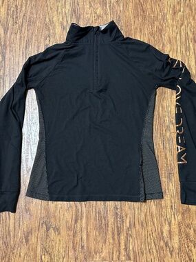 LIVE LOVE DREAM Women's 1/4 Zip Athletic Black Long Sleeve Pullover Top Size Med